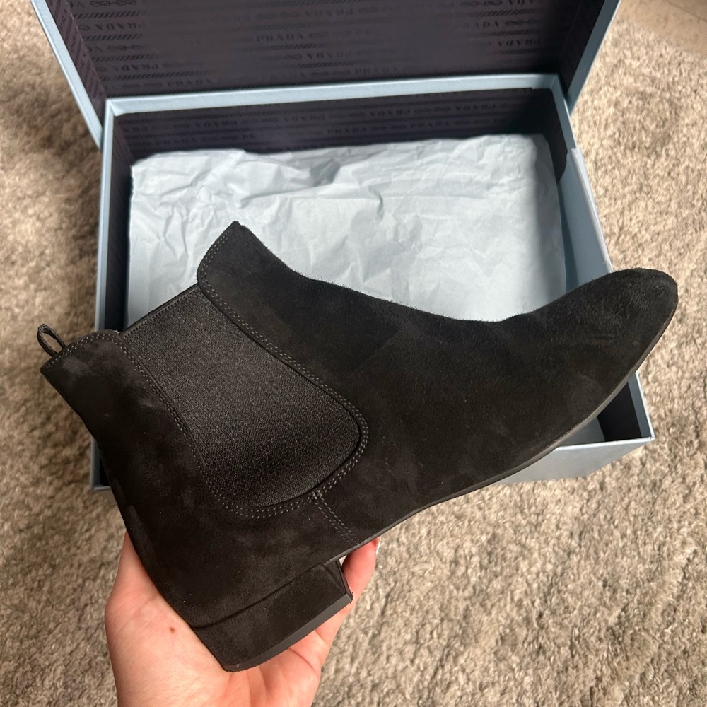 Women’s Prada Black Suede Chelsea Boots